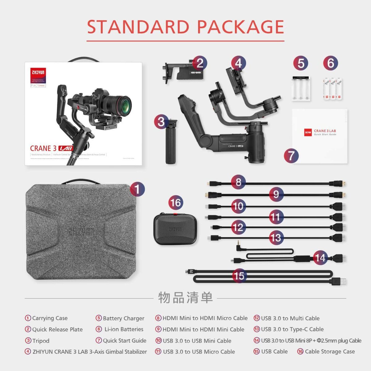 Zhiyun-Tech CRANE 3 LAB Handheld Stabilizer Standart Package