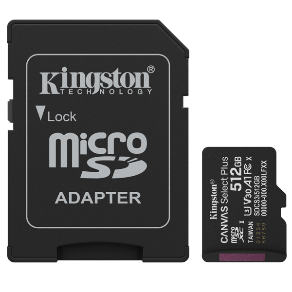 512GB microSDXC Canvas Select Plus Gen3 150MB/s A1 Card + Adapter